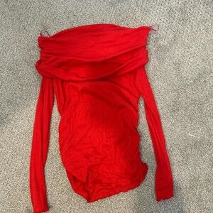 Vibrant Red Off-Shoulder long sleeve